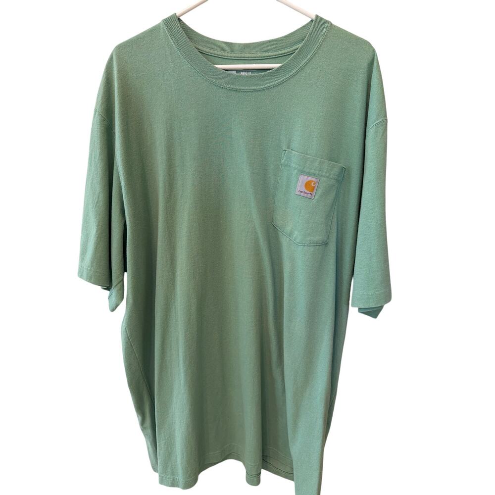 Carhartt Men's T-Shirt Size 2XL Loose Fit Pale Green Work Shirt Workwear